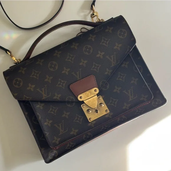 Louis Vuitton Monceau 28 Brown Monogram Crossbody Purse Gold Hardware Vintage - Picture 17 of 17
